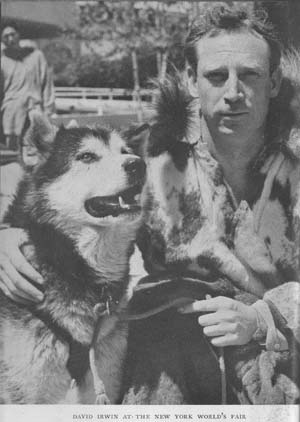 Dave Irwin with Alaskan Malamute at the New York's World Fair
